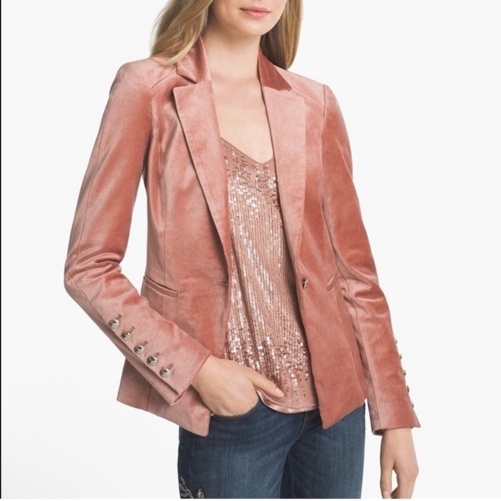 White House Black Market Pink/Rose Velvet Tailored Blazer Size 12